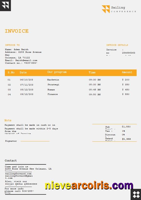 Free Conference Invoice